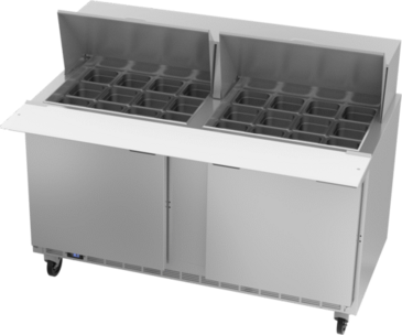 Beverage Air SPE60HC-24M 60'' 2 Door Counter Height Mega Top Refrigerated Sandwich / Salad Prep Table