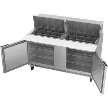 Beverage Air SPE60HC-24M 60'' 2 Door Counter Height Mega Top Refrigerated Sandwich / Salad Prep Table