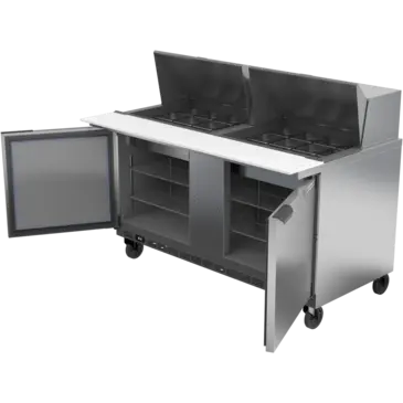 Beverage Air SPE60HC-24M 60'' 2 Door Counter Height Mega Top Refrigerated Sandwich / Salad Prep Table