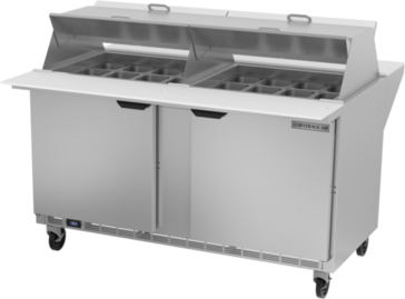 Beverage Air SPE60HC-24M-DS 60'' 2 Door Counter Height Mega Top Refrigerated Sandwich / Salad Prep Table