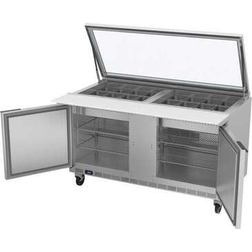 Beverage Air SPE60HC-24M-STL 60'' 2 Door Counter Height Mega Top Refrigerated Sandwich / Salad Prep Table