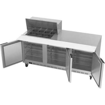 Beverage Air SPE72HC-12M 72'' 3 Door Counter Height Mega Top Refrigerated Sandwich / Salad Prep Table