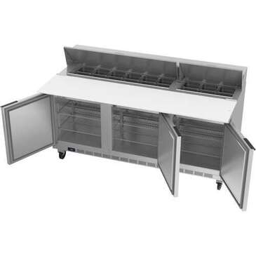 Beverage Air SPE72HC-18C 72'' 3 Door Counter Height Refrigerated Sandwich / Salad Prep Table with Cutting Top