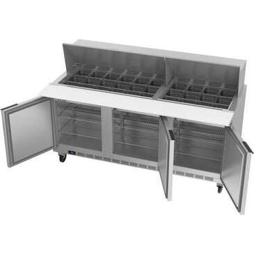 Beverage Air SPE72HC-30M 72'' 3 Door Counter Height Mega Top Refrigerated Sandwich / Salad Prep Table