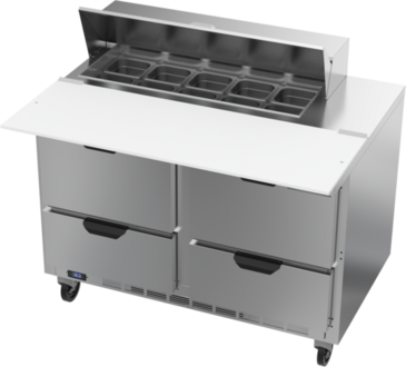 Beverage Air SPED48HC-10C-4 48'' 4 Drawer Counter Height Refrigerated Sandwich / Salad Prep Table with Cutting Top