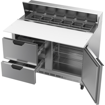 Beverage Air SPED48HC-12C-2 48'' 1 Door 2 Drawer Counter Height Refrigerated Sandwich / Salad Prep Table with Cutting Top