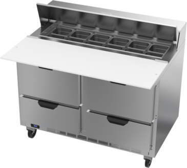 Beverage Air SPED48HC-12C-4 48'' 4 Drawer Counter Height Refrigerated Sandwich / Salad Prep Table with Cutting Top