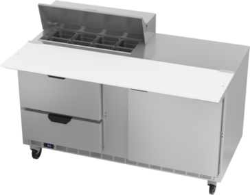 Beverage Air SPED60HC-08C-2 60'' 1 Door 2 Drawer Counter Height Refrigerated Sandwich / Salad Prep Table with Cutting Top