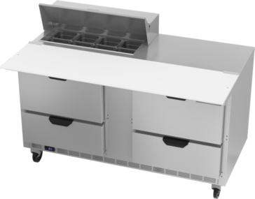 Beverage Air SPED60HC-08C-4 60'' 4 Drawer Counter Height Refrigerated Sandwich / Salad Prep Table with Cutting Top