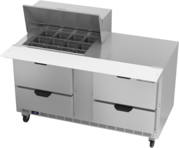 Beverage Air SPED60HC-12M-4 60'' 4 Drawer Counter Height Mega Top Refrigerated Sandwich / Salad Prep Table