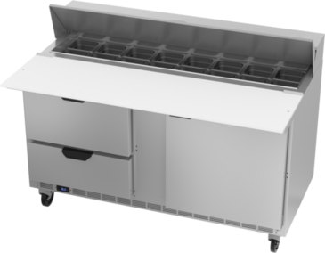 Beverage Air SPED60HC-16C-2 60'' 1 Door 2 Drawer Counter Height Refrigerated Sandwich / Salad Prep Table with Cutting Top