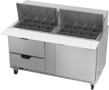 Beverage Air SPED60HC-24M-2 60'' 1 Door 2 Drawer Counter Height Mega Top Refrigerated Sandwich / Salad Prep Table