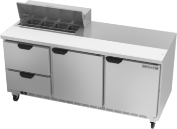 Beverage Air SPED72HC-08-2 72'' 2 Door 2 Drawer Counter Height Refrigerated Sandwich / Salad Prep Table with Standard Top