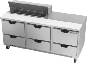 Beverage Air SPED72HC-10-6 72'' 6 Drawer Counter Height Refrigerated Sandwich / Salad Prep Table with Standard Top