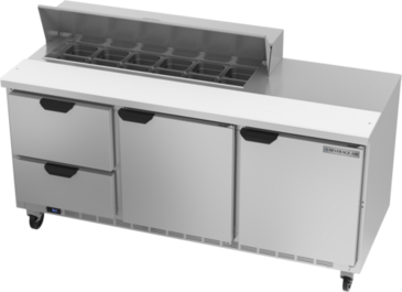 Beverage Air SPED72HC-12-2 72'' 2 Door 2 Drawer Counter Height Refrigerated Sandwich / Salad Prep Table with Standard Top