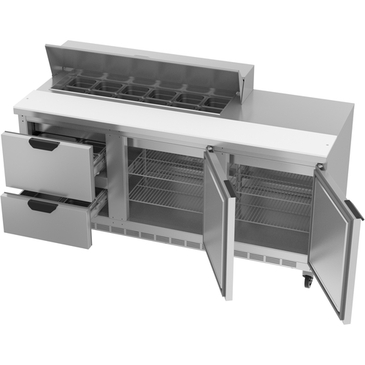 Beverage Air SPED72HC-12-2 72'' 2 Door 2 Drawer Counter Height Refrigerated Sandwich / Salad Prep Table with Standard Top