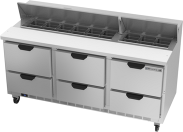 Beverage Air SPED72HC-18-6 72'' 6 Drawer Counter Height Refrigerated Sandwich / Salad Prep Table with Standard Top