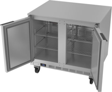 Beverage Air UCF36AHC 36'' 2 Section Undercounter Freezer with 2 Left/Right Hinged Solid Doors and Front Breathing Compressor