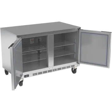 Beverage Air UCF48AHC 48'' 2 Section Undercounter Freezer with 2 Left/Right Hinged Solid Doors and Front Breathing Compressor