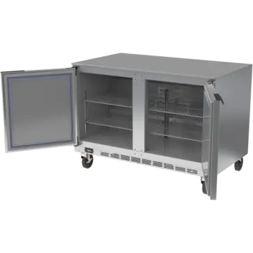 Beverage Air UCF48AHC 48'' 2 Section Undercounter Freezer with 2 Left/Right Hinged Solid Doors and Front Breathing Compressor