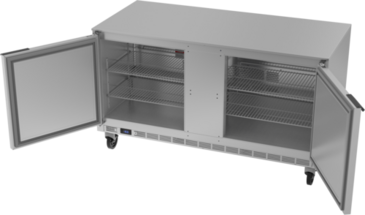 Beverage Air UCF60AHC 60'' 2 Section Undercounter Freezer with 2 Left/Right Hinged Solid Doors and Front Breathing Compressor