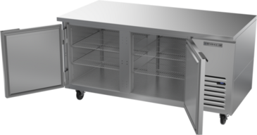 Beverage Air UCF67AHC 67'' 2 Section Undercounter Freezer with 2 Left/Right Hinged Solid Doors and Side / Rear Breathing Compressor