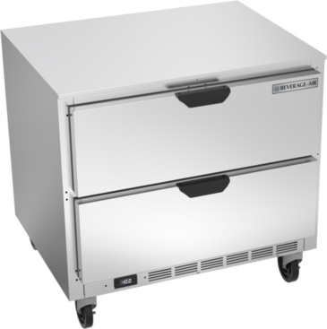 Beverage Air UCFD36AHC-2 36'' 2 Section Undercounter Freezer with Solid 2 Drawers and Front Breathing Compressor