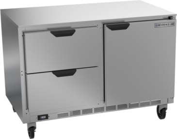 Beverage Air UCFD48AHC-2 48'' 2 Section Undercounter Freezer with 1 Right Hinged Solid Door 2 Drawers and Front Breathing Compressor