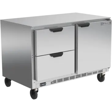 Beverage Air UCFD48AHC-2 48'' 2 Section Undercounter Freezer with 1 Right Hinged Solid Door 2 Drawers and Front Breathing Compressor