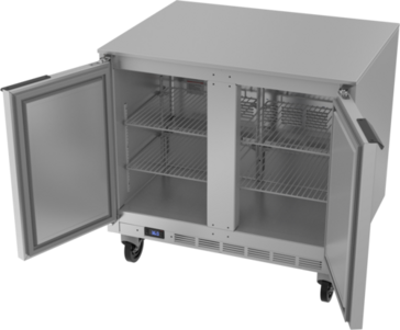 Beverage Air UCR36AHC 36'' 2 Section Undercounter Refrigerator with 2 Left/Right Hinged Solid Doors and Front Breathing Compressor