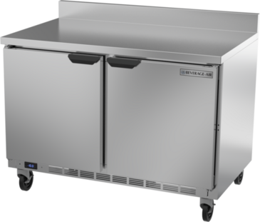 Beverage Air WTF48AHC-FIP 48'' 2 Door Counter Height Worktop Freezer with Side / Rear Breathing Compressor - 11.04 cu. ft.