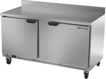 Beverage Air WTF60AHC-FIP 60'' 2 Door Counter Height Worktop Freezer with Side / Rear Breathing Compressor - 14.39 cu. ft.