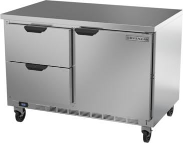 Beverage Air WTFD48AHC-2-FLT 48'' 1 Door 2 Drawer Counter Height Worktop Freezer with Side / Rear Breathing Compressor - 13.9 cu. ft.