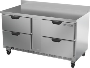 Beverage Air WTFD60AHC-4 60'' 4 Drawer Counter Height Worktop Freezer with Side / Rear Breathing Compressor - 14.39 cu. ft.