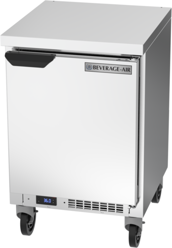 Beverage Air WTR20HC-FLT 20'' 1 Door Counter Height Worktop Refrigerator with Side / Rear Breathing Compressor - 2.25 cu. ft.