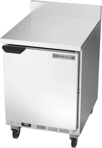 Beverage Air WTR24AHC-FIP 24'' 1 Door Counter Height Worktop Refrigerator with Side / Rear Breathing Compressor - 5.16 cu. ft.