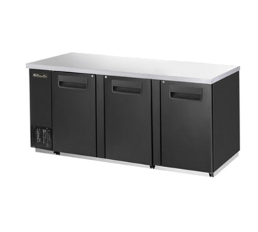 Blue Air BBB90-4S-HC Black 3 Solid Door Refrigerated Back Bar Storage Cabinet, 115 Volts