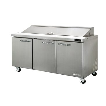 Blue Air BLPT72-HC 72.38'' 3 Door Counter Height Refrigerated Sandwich / Salad Prep Table with Standard Top