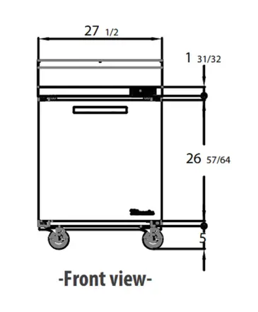 Blue Air BLUF28-WT-HC 28'' 1 Door Counter Height Worktop Freezer with Side / Rear Breathing Compressor - 7.0 cu. ft.