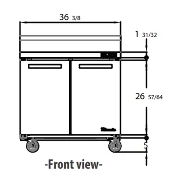 Blue Air BLUF36-WT-HC 36'' 2 Door Counter Height Worktop Freezer with Side / Rear Breathing Compressor - 9.2 cu. ft.