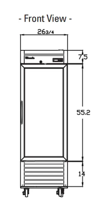 Blue Air BSR23GP-HC 26.75'' 23 cu. ft. Bottom Mounted 1 Section Glass Door Reach-In Refrigerator