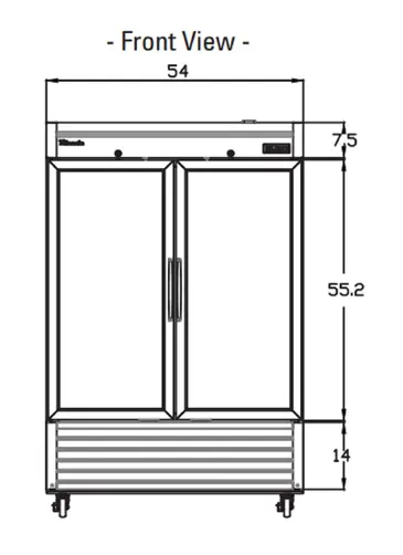 Blue Air BSR49GP-HC 54'' 49 cu. ft. Bottom Mounted 2 Section Glass Door Reach-In Refrigerator