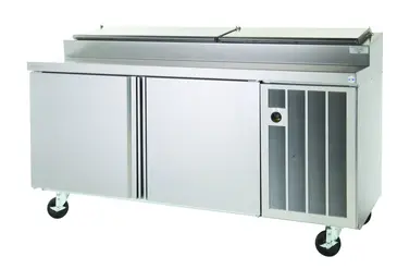 Delfield 18672PTBMP 72'' 2 Door Counter Height Refrigerated Pizza Prep Table