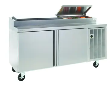 Delfield 18672PTBMP 72'' 2 Door Counter Height Refrigerated Pizza Prep Table