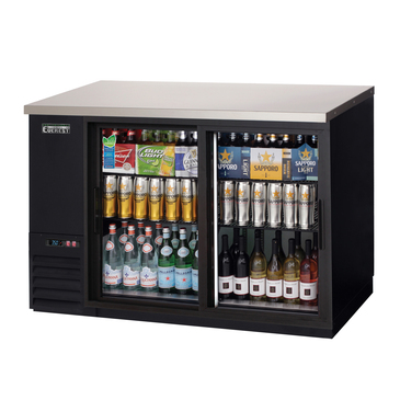 Everest Refrigeration EBB48G-SD Black 2 Glass Door Refrigerated Back Bar Storage Cabinet, 115 Volts