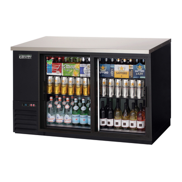 Everest Refrigeration EBB59G-SD Black 2 Glass Door Refrigerated Back Bar Storage Cabinet, 115 Volts