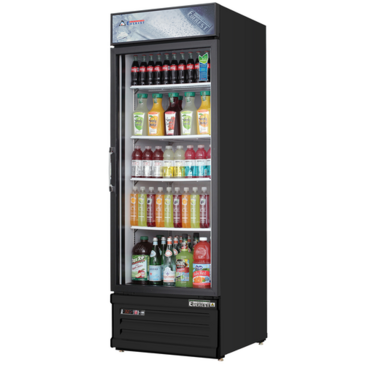 Everest Refrigeration EMGR10B 24'' Black 1 Section Swing Refrigerated Glass Door Merchandiser