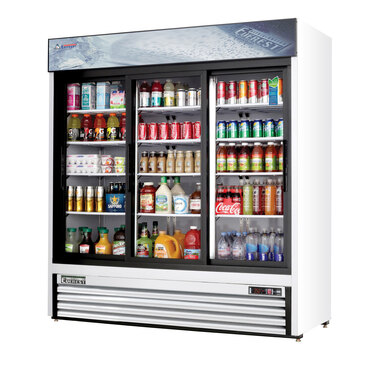 Everest Refrigeration EMGR69 72.88'' White 3 Section Sliding Refrigerated Glass Door Merchandiser