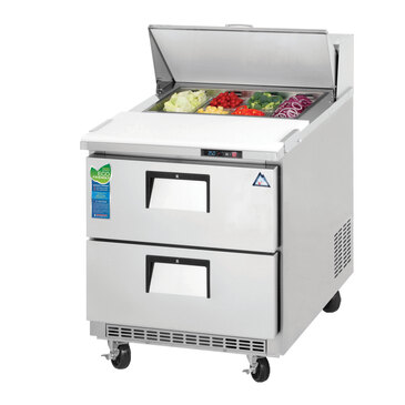 Everest Refrigeration EPBNR1-D2 27.75'' 2 Drawer Counter Height Refrigerated Sandwich / Salad Prep Table with Standard Top