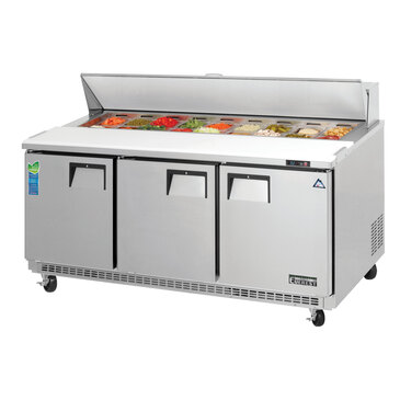 Everest Refrigeration EPBNR3 71.13'' 3 Door Counter Height Refrigerated Sandwich / Salad Prep Table with Standard Top